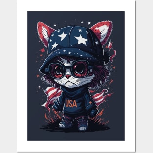 Patriotic Cat Posters and Art